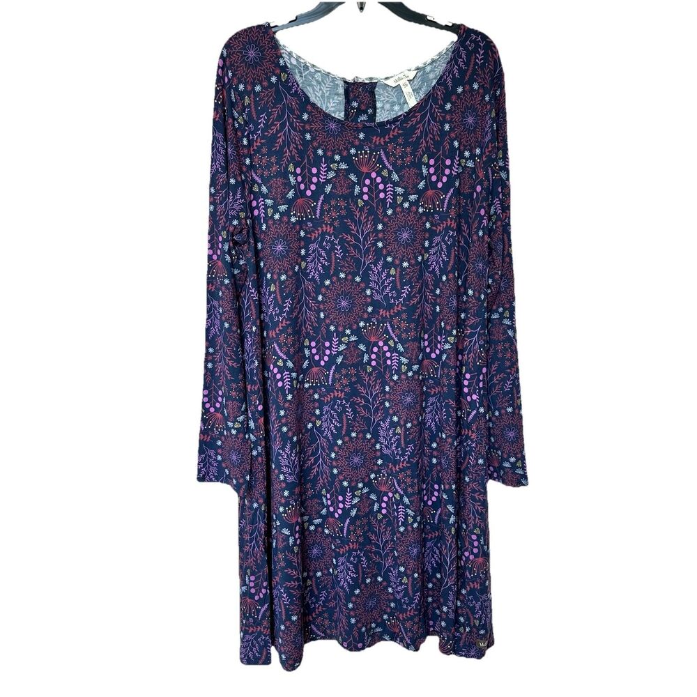 Matilda Jane Resolution Trapeze Dress XXL Long Sleeve Midi Navy Floral Whimsical